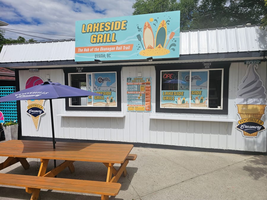 The Lakeside Grill stand in Oyama with its order window and picnic tables